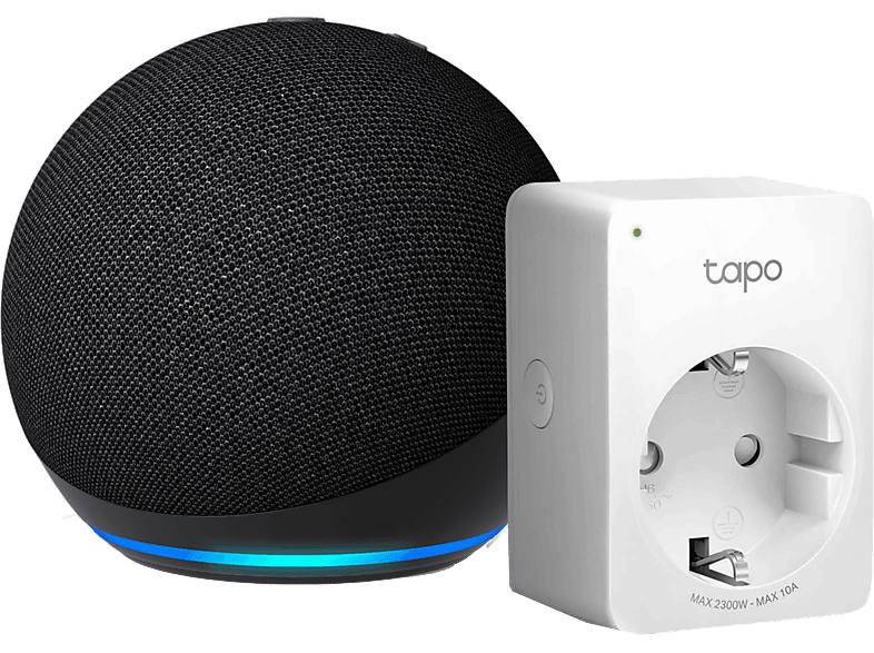 Pack de Echo Dot (5ª Gen) Altavoz inteligente con Alexam Antracita + Enchufe inteligente ‎TP-Link Tapo P100 Mini Wi-Fi Bluetooth 4.2 Blanco