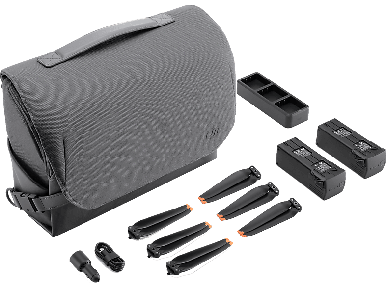 DJI Fly More Kit Batería de vuelo inteligente Centro de Carga Cargador de coche Hélices Bolsa de transporte Gris y negro
