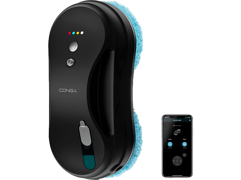 Cecotec Windroid 880 SprayWater Connected T 90 W 3 en 1 Control App 4 Programas Spray líquido 12 paños Negro