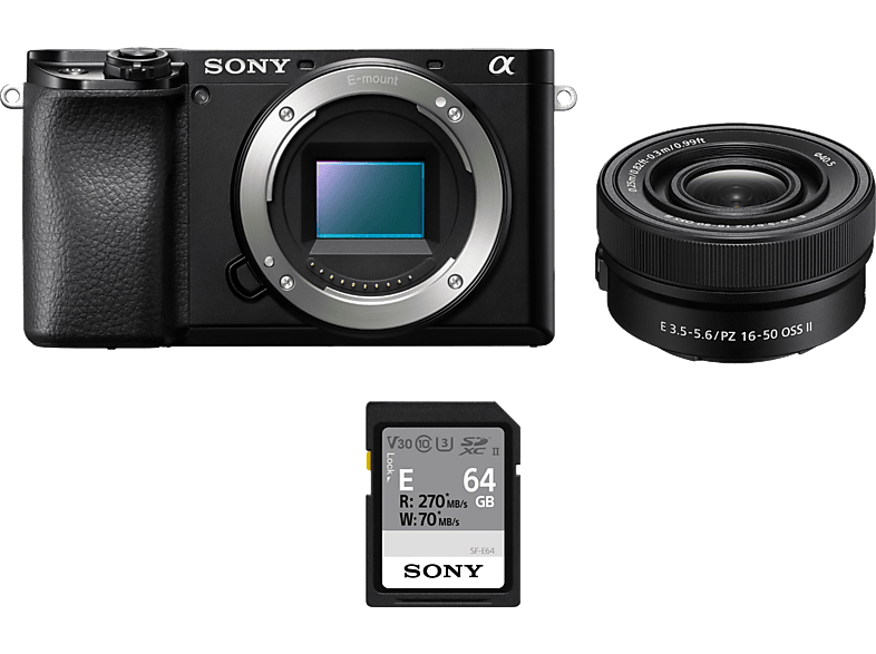 Sony  Kit Alpha 6100 (ILCE6100L) + Objetivo  SELP16502 + Tarjeta SD 64GB 24.2MP Wi-Fi