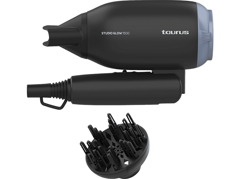 Taurus Studio Glow 1500 Secador de viaje bivoltaje 110 y 240v 1400W Plegable 2 velocidades 2 temperaturas Muy ligero y compacto Negro