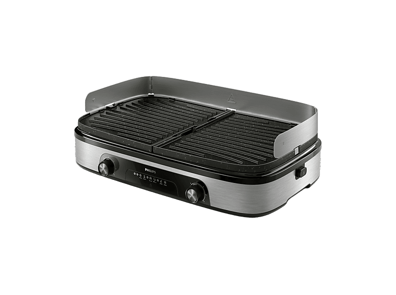Philips Grill 5000 2400W Dual Zone HD6222/90 Placas reversibles 2 zonas grill Protector salpicaduras Piedra Maifan 1400 cm2 2400W Negro