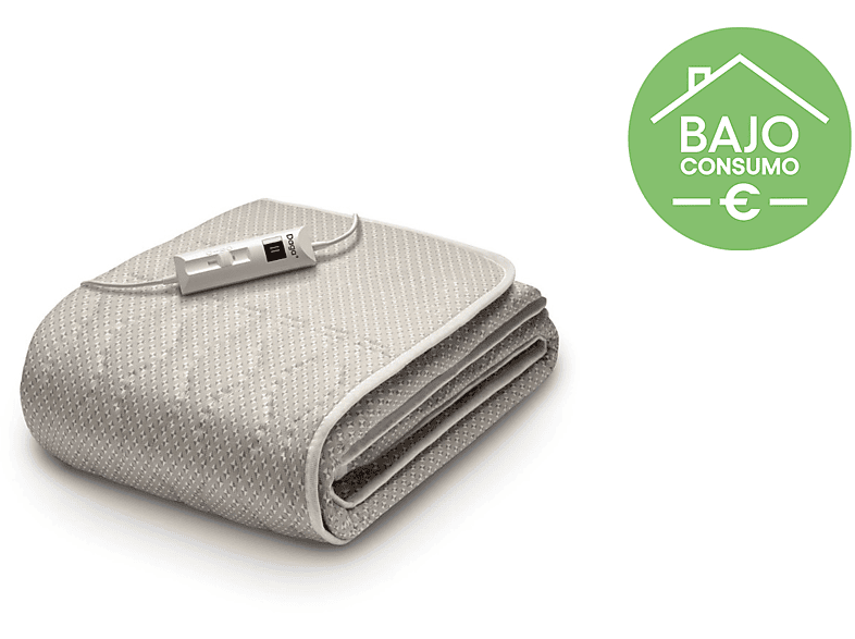 Daga Sueño Cálido 2 Niveles 50 W 150x80 cm Mando separable Lavable Gris