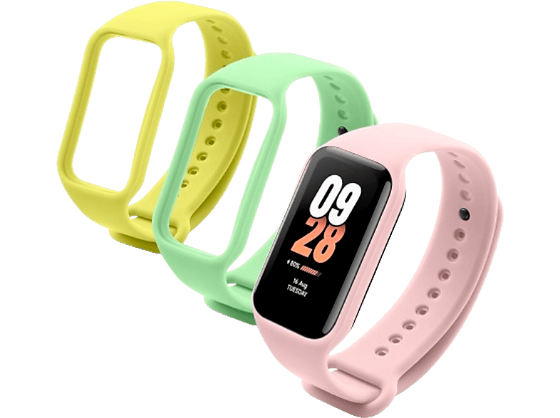 CellularLine KITBAND2XIAO8ACT Kit 3 correas Para Xiaomi Mi Smart Band 8 Active Silicona Amarillo/ Verde / Rosa