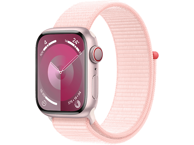 Apple Watch Series 9 (2023) GPS+CELL 41 mm Gesto de doble toque Caja de aluminio rosa Correa Sport Loop rosa