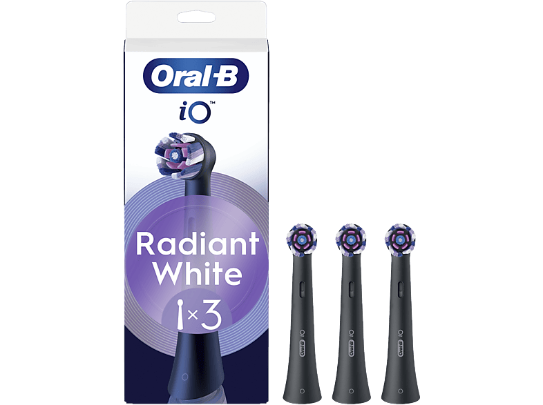 Oral-B iO Radiant White Pack de 3 unidades Cabezales para blanqueamiento Negro