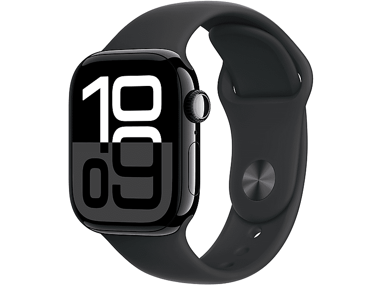 Apple Watch Series 10 (2024) GPS 42 mm Gesto de doble toque Caja de aluminio Negro azabache Correa deportiva Negra Talla M/L