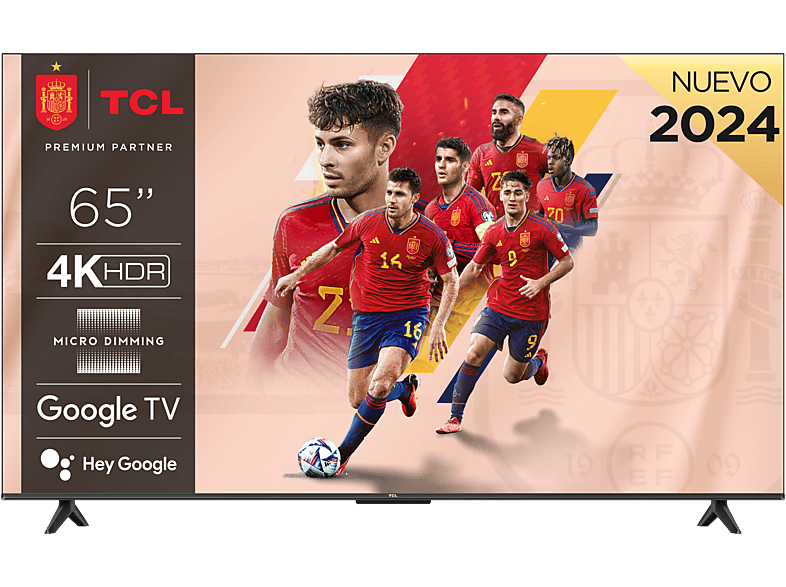 TCL 65P655 UHD 4K Quad Core Smart TV Google TV HDR Brushed titanium metal front