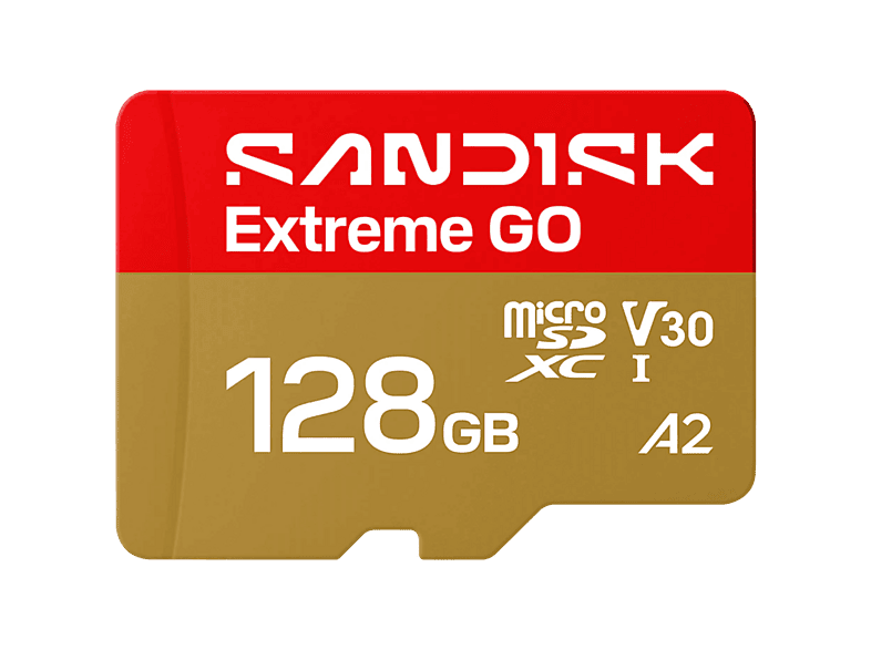 SANDISK Extreme GO 128 GB Hasta 240 MB/s de lectura UHS-I Vídeos en 5K y 4UHD U3 V30 A2 C10 Apta Drones Oro