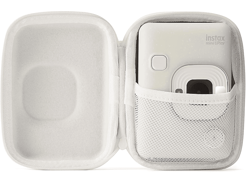 Fujifilm Instax Mini Liplay Case Terciopelo Cierre de Cremallera Misty White