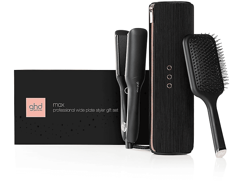 ghd Styler max Cerámica 185 °C Placas anchas de 42mm Regalo cepillo y estuche Negro