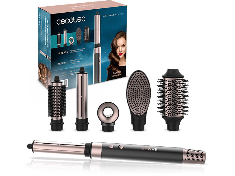 Cecotec Bamba CeramicCare Tecnología iónica 6 en 1 2 velocidades 3 temperaturas 6 accesorios Rose Gold