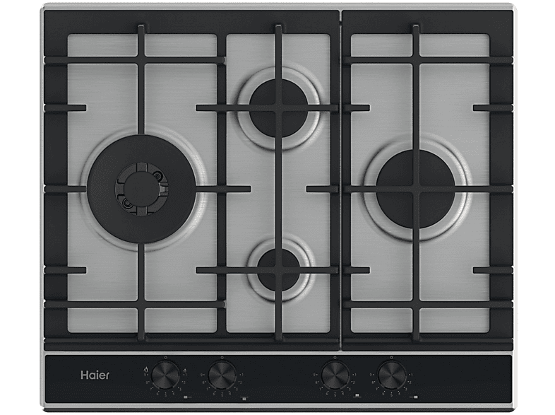 Haier Series 4 HAHG6D5XH  4 quemadores  Zona grande 13.8 cm Rejillas hierro fundido Preciflame 60 cm Inox