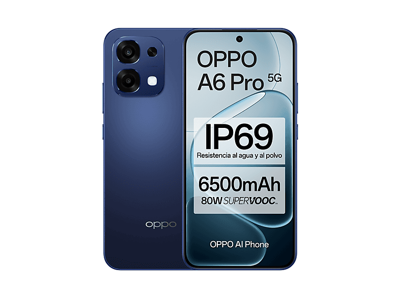 OPPO A6 Pro 5G Stellar Black 256GB 8GB RAM 6.57 AMOLED Mediatek Dimensity 6300 (6nm) 6.500mAh IP69 Pantalla AMOLED 120 Hz