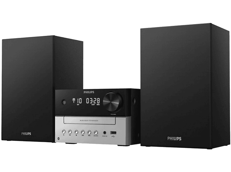 Philips TAM3205/12 18 W Bluetooth USB MP3 Woofer 3 Display LED Negro/Plata