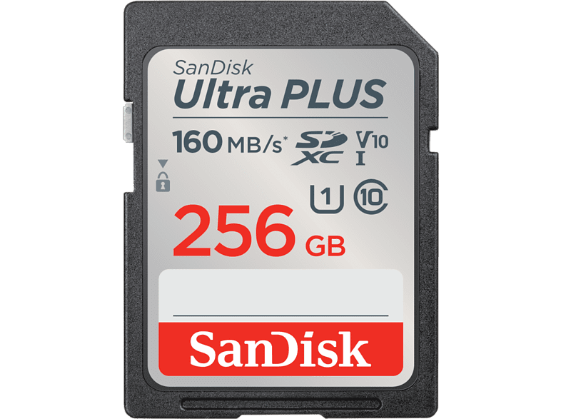 SanDisk Ultra Plus 256GB 160 MB/s UHS-I V10 Clase 10 Resistente al Agua Multicolor