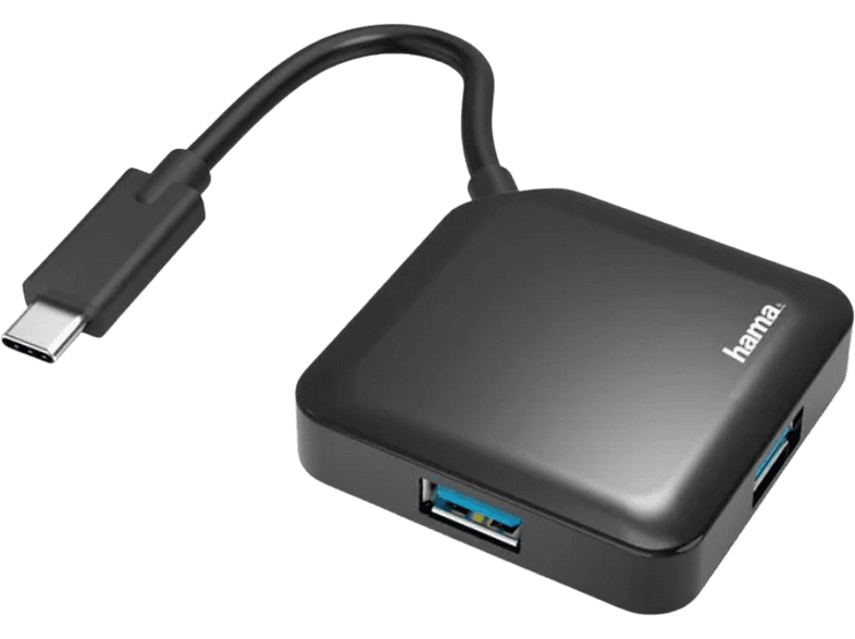 Hama 00200112 USB-C-Hub 4 Puertos USB 3.2 Gen1 Adaptador de 5 Gbit / s Negro