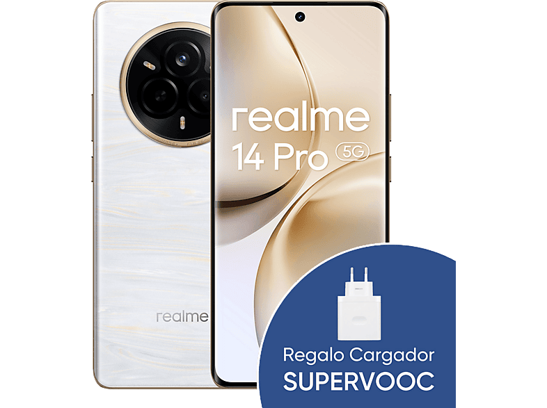 realme 14 Pro Blanco 256 GB 8 GB RAM 6.77; De visión Curva 120 Hz MediaTek Dimensity 7300E 6000 mAh
