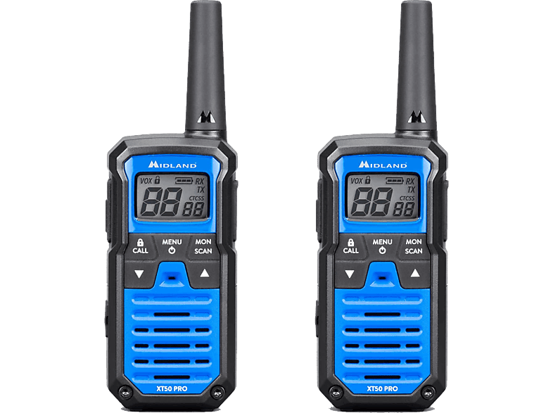 Midland XT50 Pro Carga Rápida 85 canales (69 LPD + 16 PMR446) USB Alcance de 8 km Azul