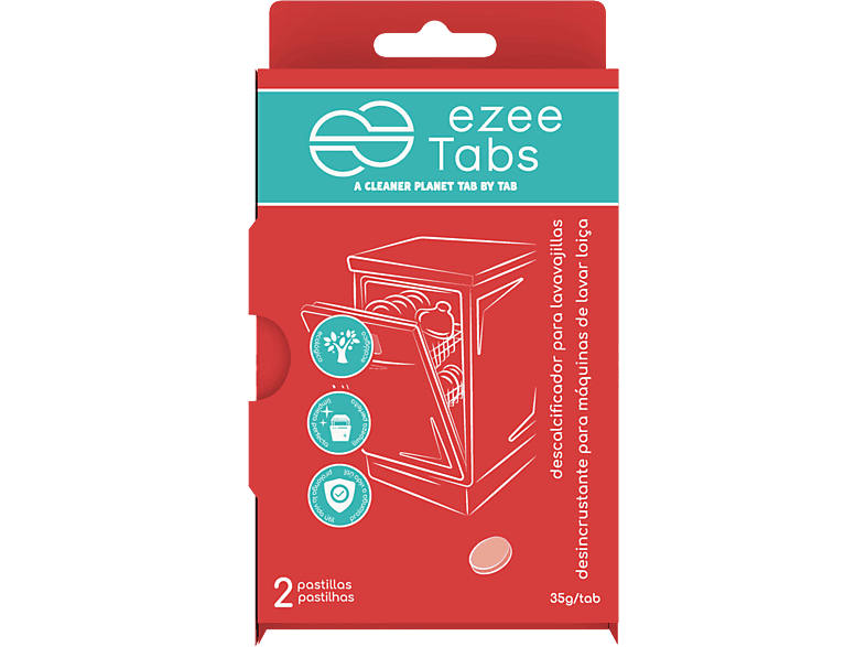 Ezeetabs Desincrustante para lavavajillas 2 pastillas 35 gr Rojo