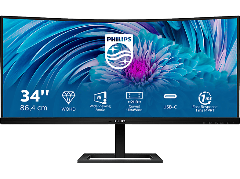Philips 346E2CUAE/00 34  QHD 1 ms 100 Hz x1 DisplayPort x1 HDMI x1 USB-C Negro