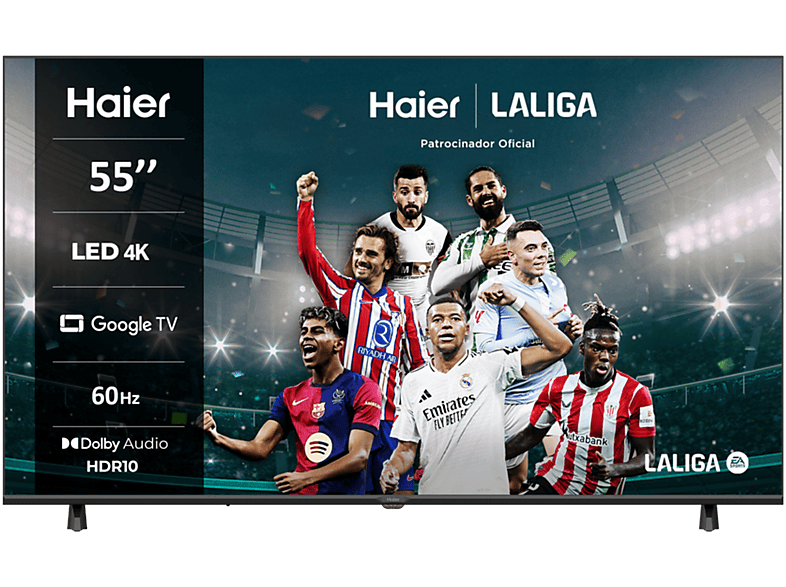 Haier H55K85FUX K85F Series  Smart TV (Google TV) HDR 4K Direct LED Dolby Audio Sin marcos Negro