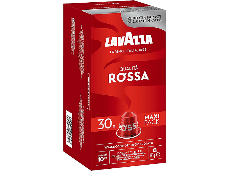 Lavazza Qualità Rossa Robusta y Arábica Tueste italiano Compatible con Nespresso 30 cápsulas