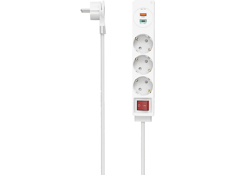 Hama 00223185 3 Enchufes 2 USB 18W Enchufe Plano Blanco