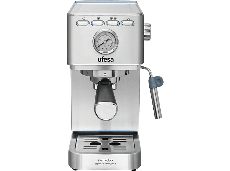 Ufesa CE8030 MILAZZO 20 bares 1350 W 2 tazas Sistema Thermoblock Plata