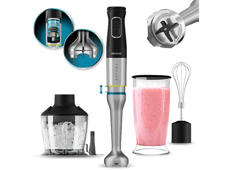 Cecotec Katana 15 Chop B 1500 W 21 velocidades Turbo Incluye picadora de 600ml Vaso de 800ml Brazo XL Black