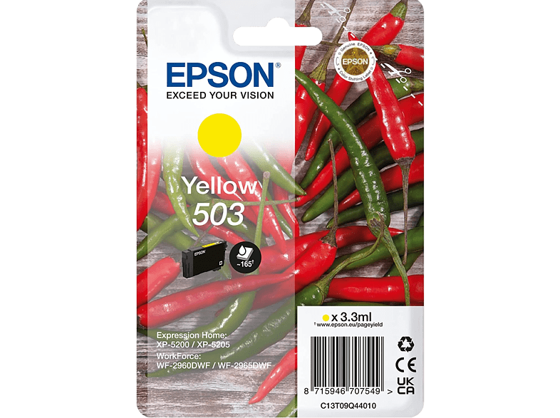Epson 503 INK Yellow Tamaño estándar Hasta 165 páginas Amarillo