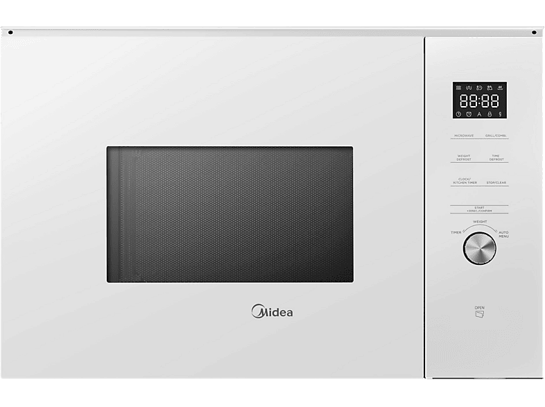 Midea MBMTG925E-BK 900 W 1200W Potencia Grill 7 Funciones 25l Cristal Blanco