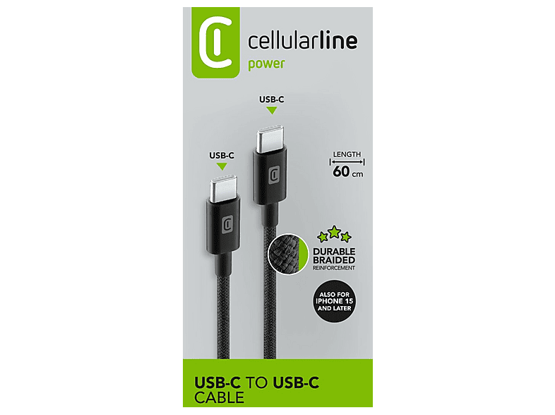 CellularLine 0.6 m USB C Universal Negro