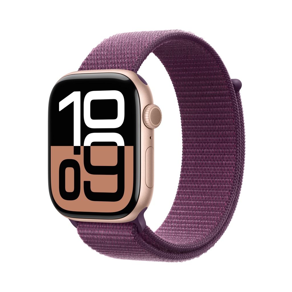 Apple Watch Series 10 (2024) GPS + Cellular 42 mm Gesto de doble toque Caja de aluminio Oro rosa Correa Loop deportiva Ciruela