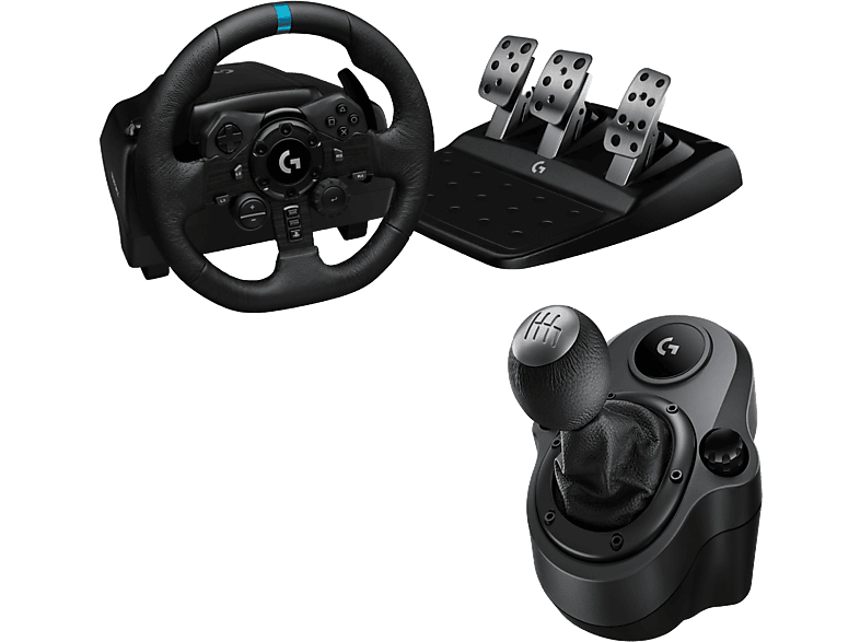 Logitech G G923 + Palanca de cambios Force Shifter Force Feedback Trueforce PS 4/5-PC Pedales personalizables USB 6 velocidades Negro