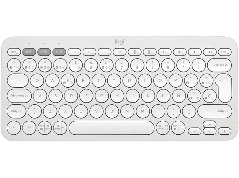 Logitech K380S Bluetooth-USB Multidispositivo Multisistema Teclas programables Teclas de accesos directos Blanco