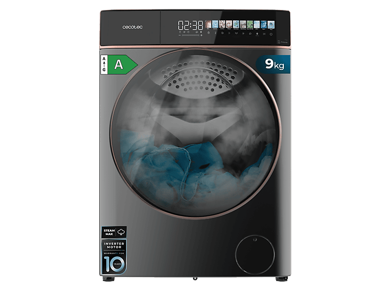 Cecotec Bolero DressCode 9900 Inverter FullColor 9 kg 1400 rpm Motor Inverter Plus Pantalla SteamMax OnSmart Gris