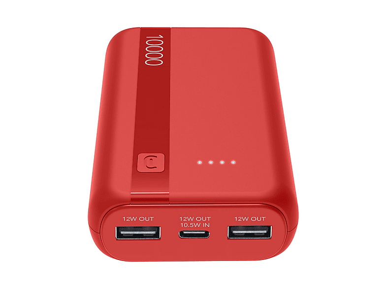 CellularLine Essential 10000 mAh 12W 72 horas USB C USB A Rojo
