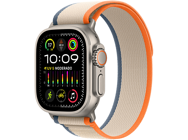 Apple Watch Ultra 2 (2023) GPS + Cellular 49 mm Caja de titanio Gesto doble toque Correa Trail Loop en Talla M/L de color Naranja/Beis