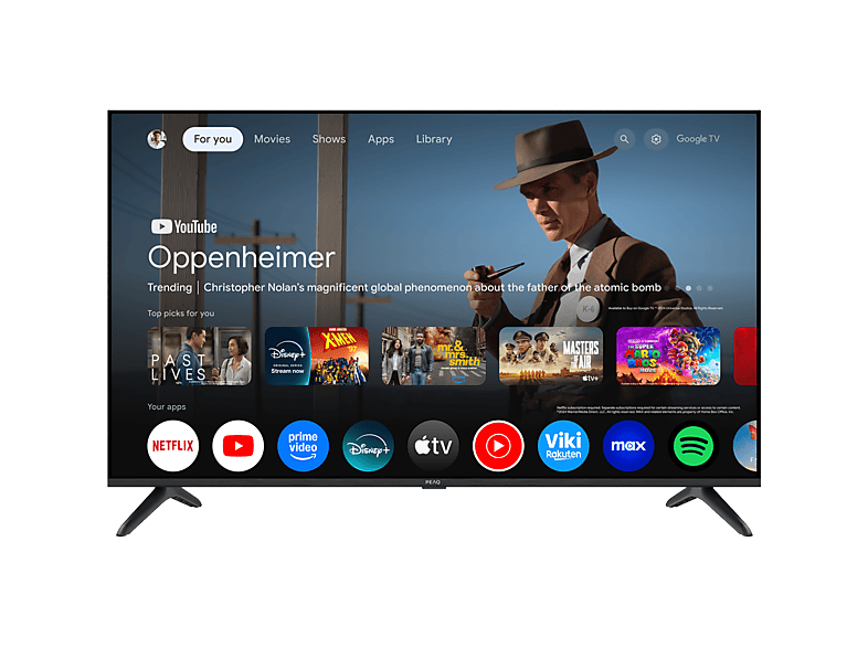 PEAQ PTV 43GQU-5025T UHD 4K Smart TV DVB-T2 Google TV HDR10 Dolby Vision Dolby Atmos Triple Tuner Negro