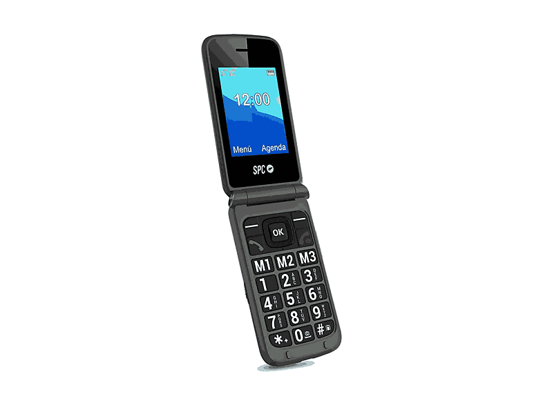 SPC Stella 3 4G Para mayores Teclas grandes Botón SOS Compatible audífonos Volumen 103dB Radio FM Linterna Base de carga Negro