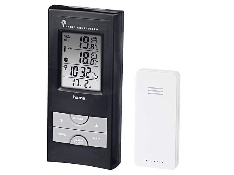 Hama EWS-165 Alarma de heladas Reloj DCF con radiocontrol Negro