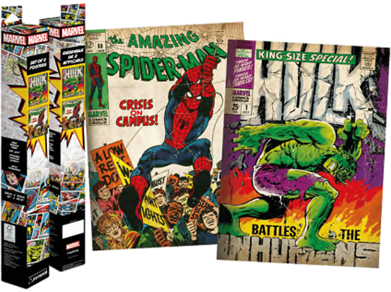 Pyramid International Marvel. Carteles de portadas de Comics :Spider-Man y Hulk 2 pósters 52 x 38 cm