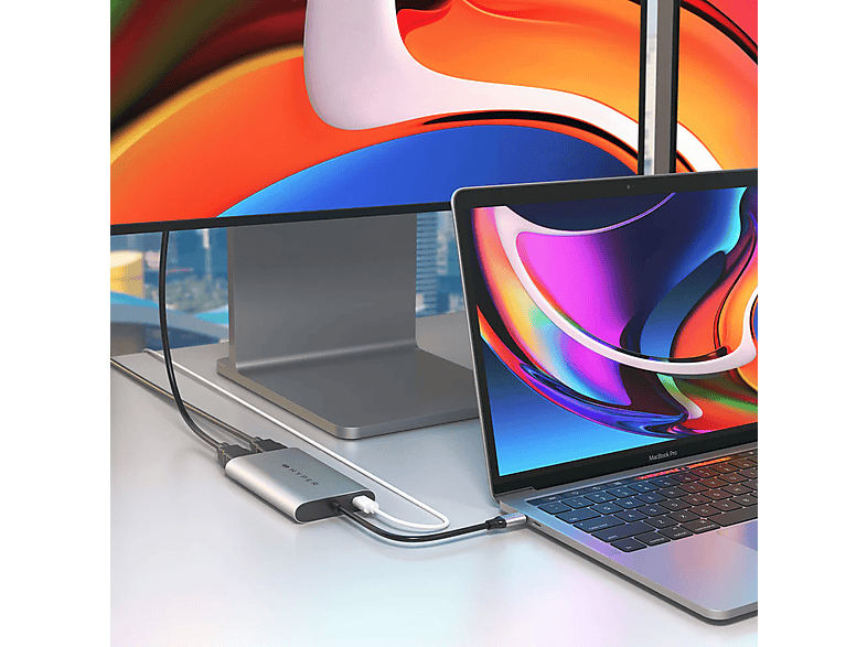 Hyper HDM1-GL 2 Puertos 4K Para MacBook M1/M2 Plata