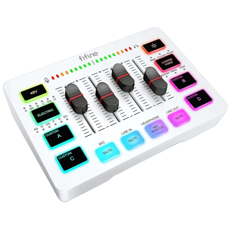 Fifine SC3 Blanco Mezclador de audio
