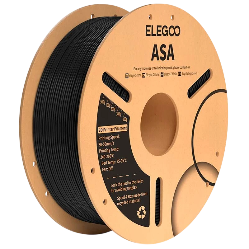 ELEGOO ASA Negro para Impresoras 3D FDM Filamento 1.75mm Bobina de 1kg