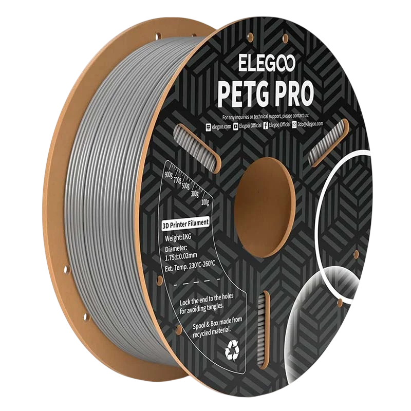 ELEGOO PETG Pro Gris para Impresoras 3D FDM Filamento 1.75mm Bobina de 1kg