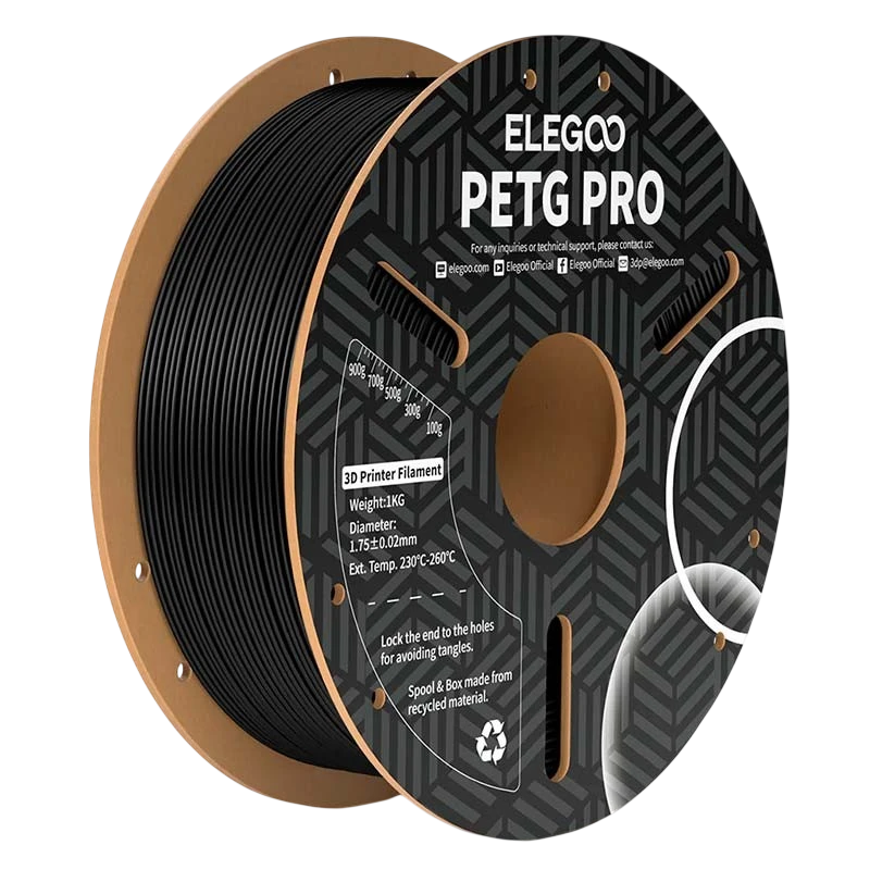 ELEGOO PETG Pro Negro para Impresoras 3D FDM Filamento 1.75mm Bobina de 1kg
