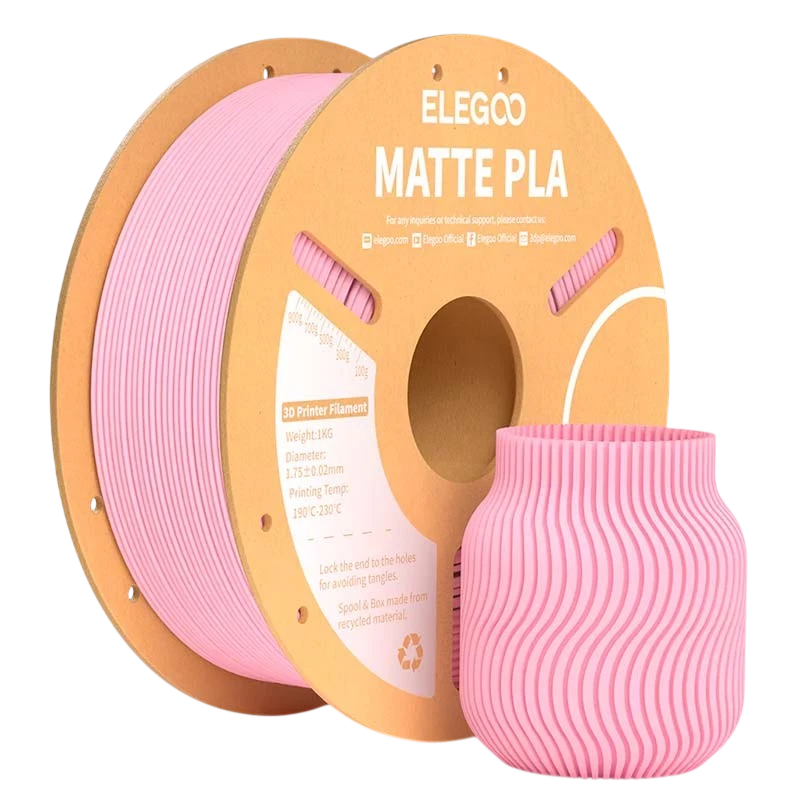 ELEGOO PLA MATTE Rosa Mate para Impresoras 3D FDM Filamento 1.75mm Bobina de 1kg