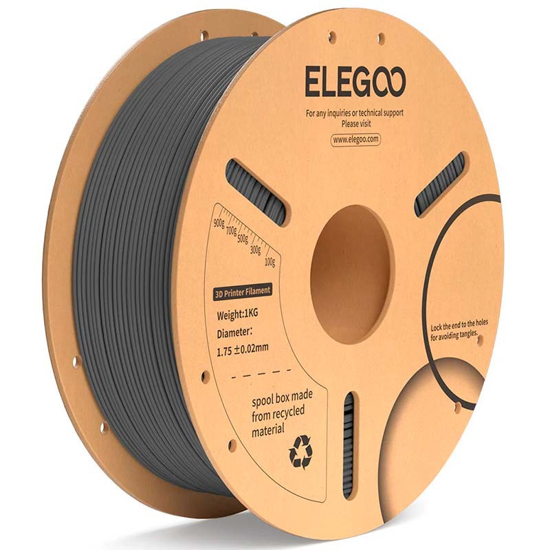 ELEGOO PLA Plus Gris Espacial para Impresoras 3D FDM Filamento 1.75mm Bobina de 1kg
